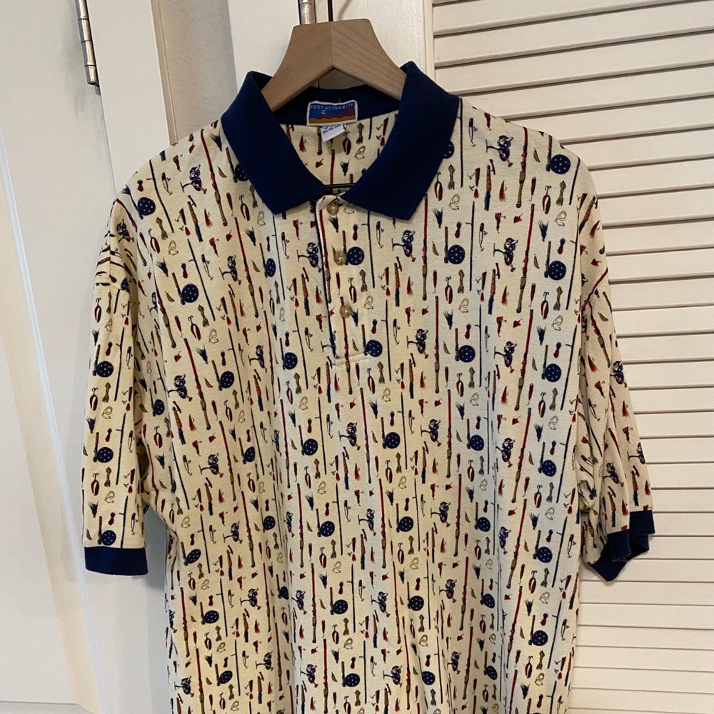 Vintage Port Authority - fish themed polo shirt